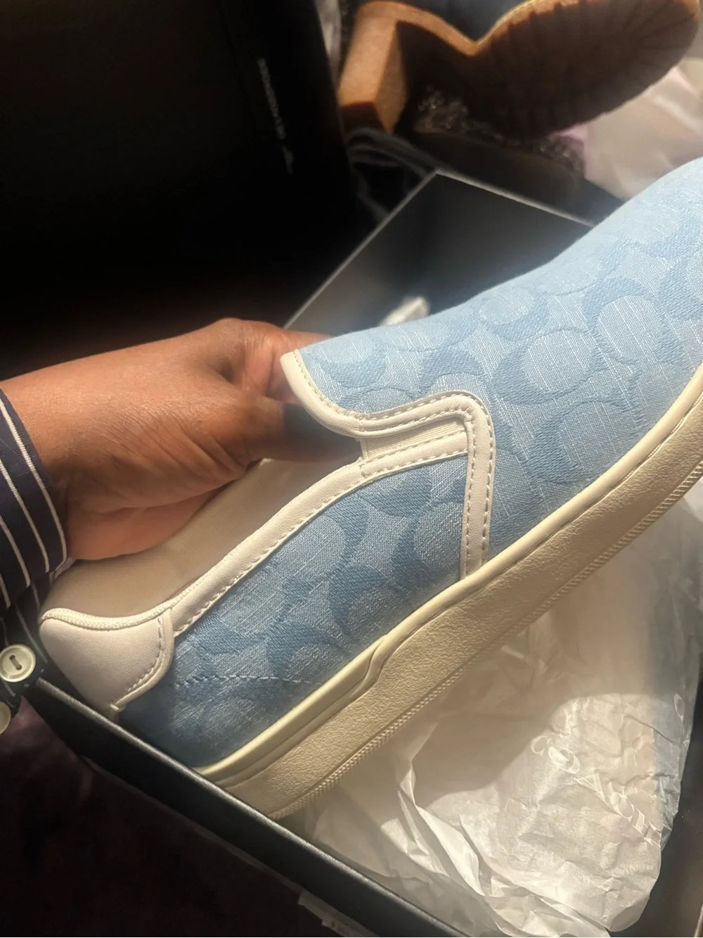 Coach Baby Blue Monogram Slip-On Sneaker